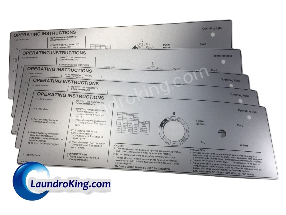 438290101 (5 PIECES) INSTRUCTION SIGN FOR W75 W125 W185 W105; 290101