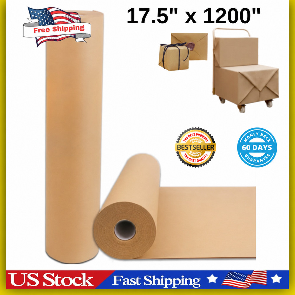 17.5″ x 1200” Brown Kraft Paper 50 lb Basis Thick Roll Packaging Shipping NEW**