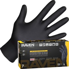 Safety 66519 Raven Powder-Free Nitrile Disposable Glove, X-Large, 7 mil Thick…