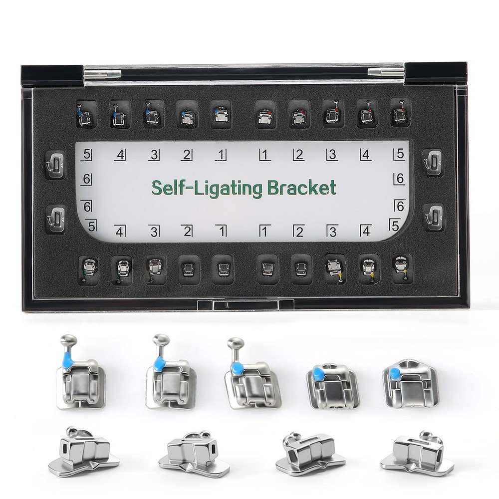 AZDENT Dental Orthodontic Brackets Brace Self-Ligating MBT/Roth.022 3-4-5 Hooks