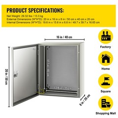 VEVOR 20x16x8” Carbon Steel Electrical Enclosure IP65 Wall Mount Junction Box