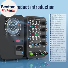 DC Power Supply Variable, 0-32V 0-10A Switching Bench Power Supply with 20W USB