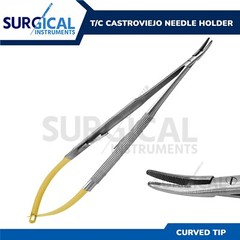 T/C Castroviejo Needle Holder Surgical Dental Curved 7″ Stainless German Grade