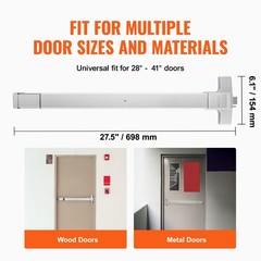 VEVOR Push Bar Door Locks Carbon Steel Panic Bars for Exit Doors Exterior Lever