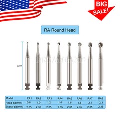 8 Types Dental Round Carbide Bur for Slow Speed Latch Type RA 1# – 8# Burs USA