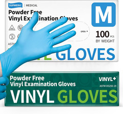 Supmedic Vinyl Disposable Exam Gloves, 4Mil Powder-Free Latex-Free Food Grade Co