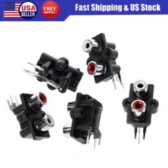 5x Panel PCB Mount 2 Way RCA Female Jack Audio Connector Socket Stereo