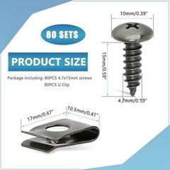 160Pcs Automotive U Clip with Self Tapping Screw in Low Carbon Material for Auto