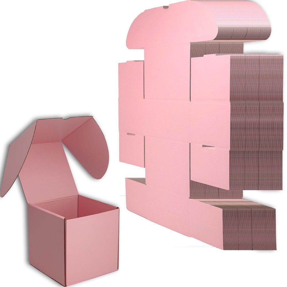 6x6x6 inches Small Shipping Boxes Set of 20 – Pink Mailer Corrugated Cardboar…