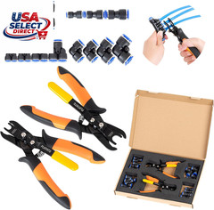 Push to Connect Air Line Disconnect Tool Kit with 15 Pneumatic Fittings