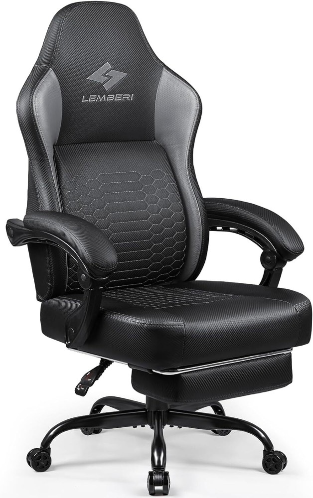 400lbs Heavy duty Gaming Chair Big and Tall High back Lumbar Support Footrest PC