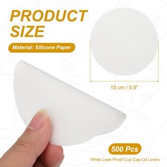 500Pcs 5.9 Inch Leak-Proof Cup Cap Lid Liners Round Sealing Paper Pads White