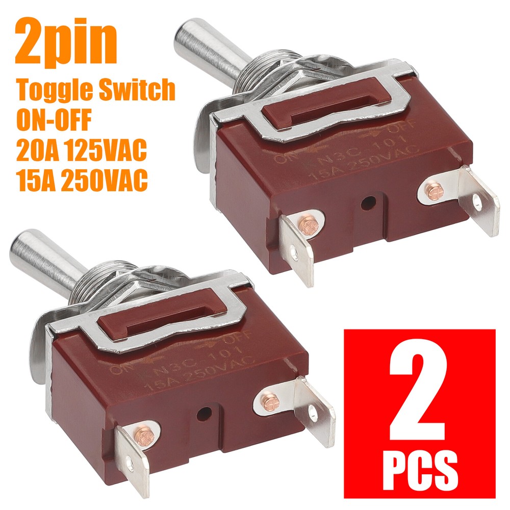 2 Pin SPST Heavy Duty Rocker Toggle Switch 20A 125V/15A 250V ON/OFF for Car Boat