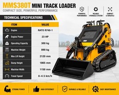 New 23HP Mini Track Loader Stand-On Skid Steer 300KG Operating Capacity