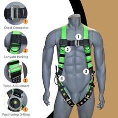 AFP Universal Full-Body Fall Protection Safety Harness w/ 3 1 Pack,