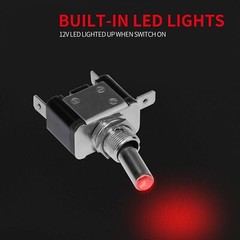 Red 12V LED Toggle Switch with Safety Cover – 2 Pack Heavy Duty 12 Volt DC 20A