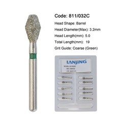 Dental Diamond Burs Pear Round End Taper Barrel FG Medium Coarse Fine High Speed