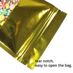 Gold Foil Bags Clear Window Resealable Storage Packing Pouches Assorted Sizes