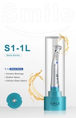 Dental Optic LED 1:1 Direct Drive Contra Angle Handpiece Blue Ring Quattro Spray