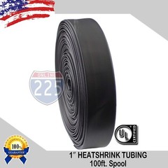 1″ 100 FT. 100′ Feet BLACK 25mm Polyolefin 2:1 Heat Shrink Tubing Tube Cable US