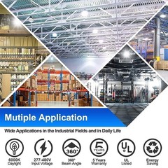 (2-Pack) 480V LED Corn Light 200W (800w HID MH HPS Eq.) Warehouse High Bay Bulb