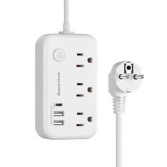 Type E F Plug Adapter, Germany France Travel Plug Adapter with 3 Outlets 3 US