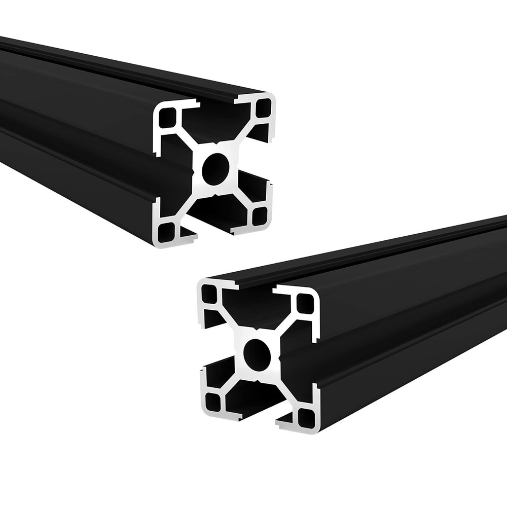 Black 3030 Aluminum Extrusion T Slot Linear Rail Frame 11.81 Inch 300mm 2 PCS
