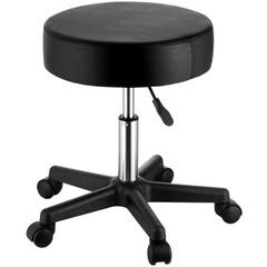 400lb Adjustable 18.1-23.8in Swivel Wheels Stool Black