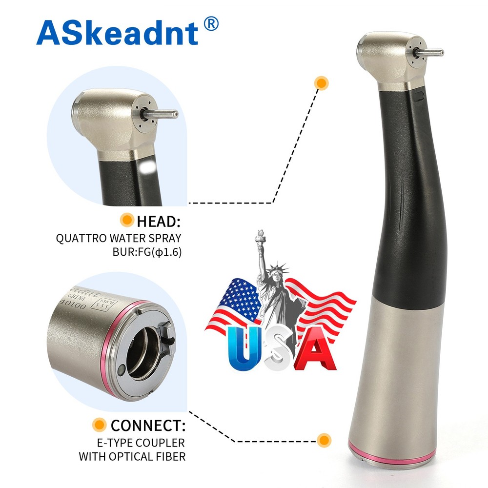 Dental 1:5 Increasing Handpiece Contra Angle LED Fit KAVO NSK Electric Motor BK
