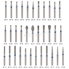 100Pcs 100Types Dental Diamond Burs Round Head FO EX TR For High Speed Handpiece
