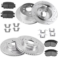 Front Rear Drilled Slotted Brake Pads Rotors for 07-13 Nissan Altima 11.65 11.46