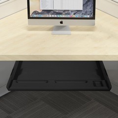 Under Desk Keyboard Tray Smooth Slide Out Space Saver Shelf w/ Pen Holder Office