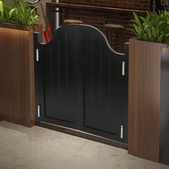 2 Doors Black Swing Solid Wood Door 180° Partition Door w/ 4 Hinges for Shop US