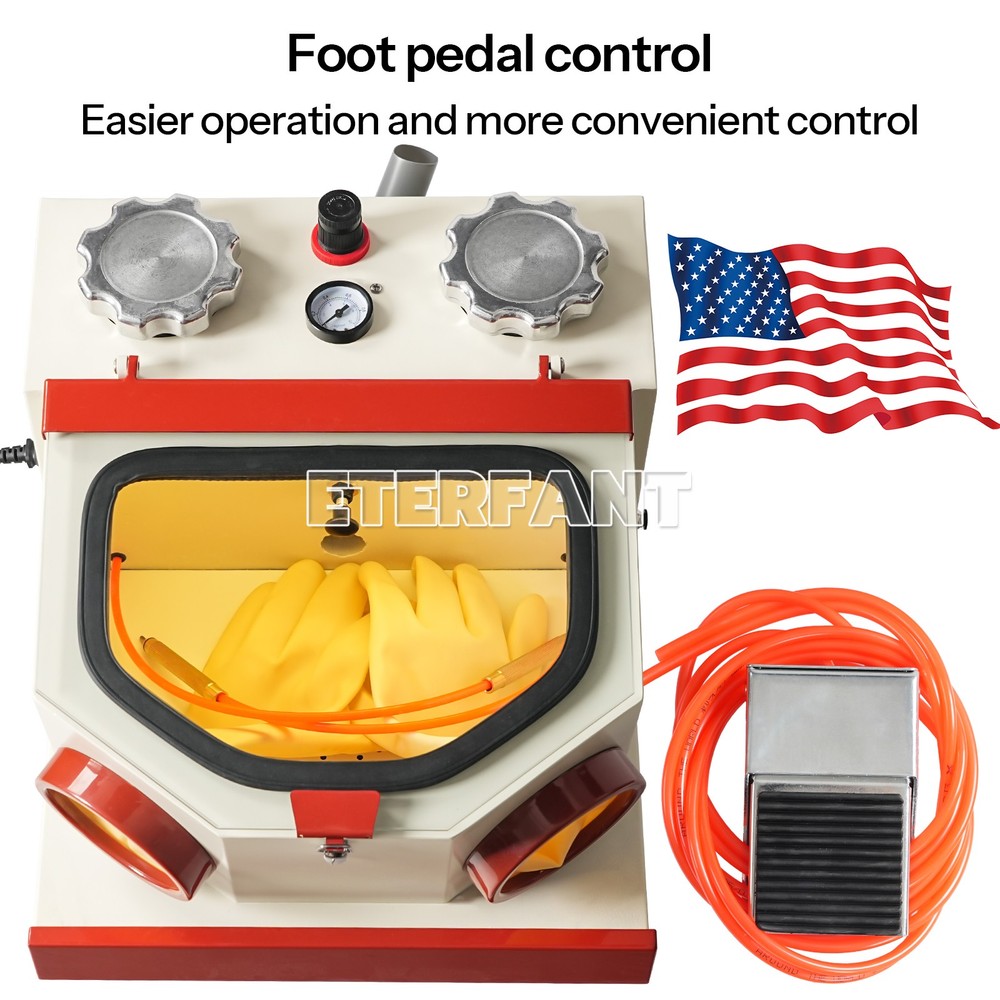 TwinPen Sandblaster with Dust Collection Box and LED Strip Light 2 Aluminum Tank