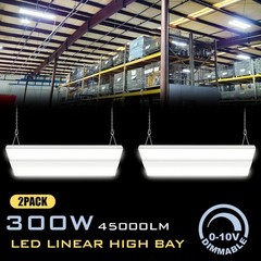 2FT Linear LED High Bay Light 300W 2Pack Commercial Warehouse Shop Light Fixture