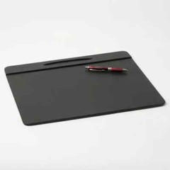 Top Rail w/Pen Well Leather Desk Pad (17 x 14) (Black)