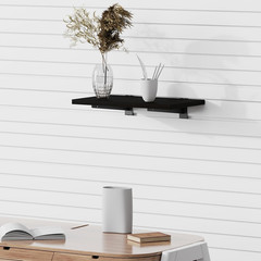 8 Pack Wooden Slatwall Shelf, 15.7 X 5.9 Inch Slatwall Shelves with Metal Bracke