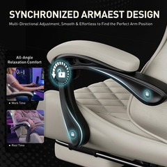 Gaming Chair with Footrest & Lumbar Massager, Ergonomic Office Recliner Chair