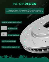 11.65 Front 6 Lug Vented Disc Rotors Ceramic Brake Pads for Truck SUV 05-19