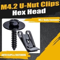 50PCS Universal M4.2 Fender Liner Screws U-Nut Clips Car Engine Splash Fasteners