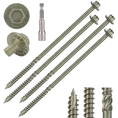 Hex Head Heavy Duty Wood Screws #14 x 6, Structural Lag Screws for Log, Timber,
