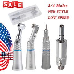 NSK Style Dental Low Speed Handpiece Straight Contra Angle Air Motor 1:1 Attach