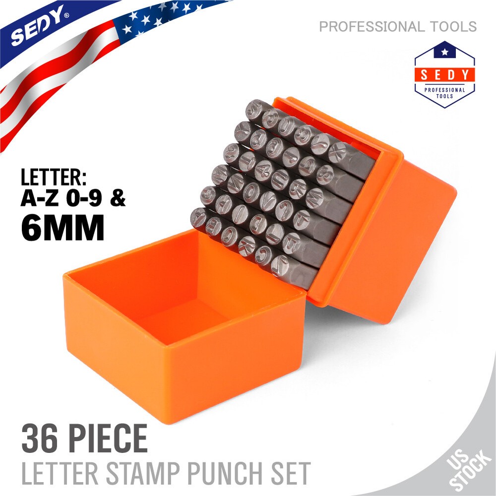 1/4″ Letter & Number Stamp Punch Set 36pc Hardened Steel Metal Wood Leather 6mm