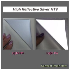 Silver High Reflective HTV Cutting Vinyl Hi-Vis safety Iron-on tape 8″x10,20,30y