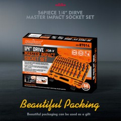 56PC 1/4″ Drive Shallow & Deep 6-Point Socket Set Extension Bar Universal Joint