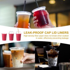 500Pcs 5.9 Inch Leak-Proof Cup Cap Lid Liners Round Sealing Paper Pads White