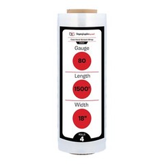 4 Rolls 18″ x 1500′ 80 Gauge Cast Hand Pallet Stretch Wrap Clear Shrink Film