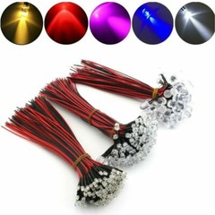 DC 9V-12V 3mm 5mm 10mm LED Lights Emitting Diode Pre-Wired 8″Line White Red