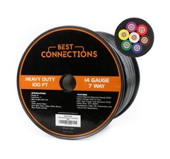 BEST CONNECTIONS 7 Way Trailer Wire (100 Feet) Heavy Duty 14 Gauge 7 Conducto…