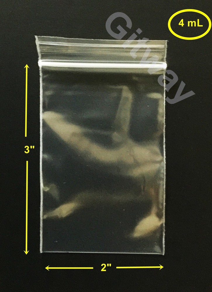 2″ x 3″ Reclosable Resealable Zip Top Lock 2×3″ FDA Clear Plastic Bags 4miL
